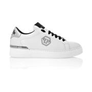 Zwarte Leren Sneaker Philipp Plein , White , Heren