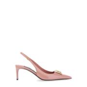 Roze Logo Plaque Slingback Pumps Leer Dolce & Gabbana , Pink , Dames