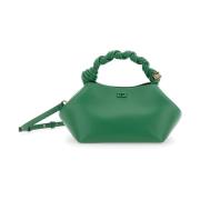 Groene handgevlochten handtas met vlinderlogo Ganni , Green , Dames