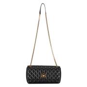 Gewatteerde leren crossbodytas met ketting Versace , Black , Dames