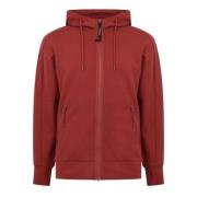 Diagonaal Verhoogde Fleece Lens Hoodie C.p. Company , Red , Heren