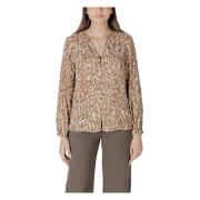 Luipaardprint Blouse met knoopsluiting Street One , Beige , Dames