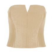 Paillet Beige Bustier Top Vrouw Federica Tosi , Beige , Dames