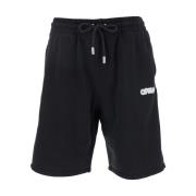 Zwarte Logo Shorts met Pijlprint Off White , Black , Heren