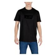 Zwarte Katoenen Ronde Hals T-Shirt Armani Exchange , Black , Heren