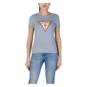 Klassieke Logo Tee Blauw Katoenen T-shirt Guess , Blue , Dames