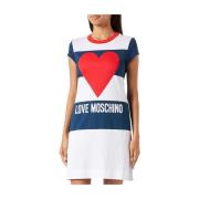 Katoenen jurk met ronde halslijn Moschino , Multicolor , Dames