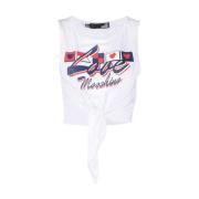 Logo Tanktop in Katoenmix Moschino , White , Dames