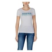 Gedrukt Rhinestone T-shirt met ronde hals Guess , White , Dames