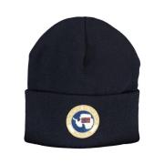 Blauwe Acryl Beanie Hoed met Logo Napapijri , Blue , Heren