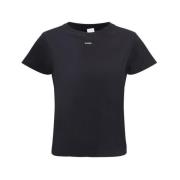 Logo Crew Neck T-shirt Pinko , Black , Dames