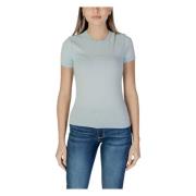 Lichtblauw Ronde Hals T-Shirt Desigual , Blue , Dames