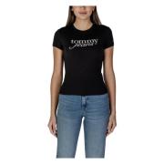 Zwart Logo Print Katoenen T-shirt Tommy Jeans , Black , Dames