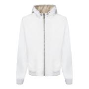 Witte Hoodie met Ritssluiting Moorer , White , Heren