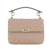 Gestikte Schoudertas met Studs Valentino Garavani , Pink , Dames