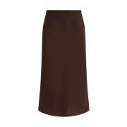 Zijden Midi Rok met Geribbelde Elastische Tailleband Rick Owens , Brow...