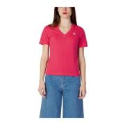 Roze V-hals T-shirt Korte Mouw Calvin Klein Jeans , Pink , Dames