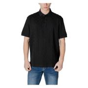 Zwarte Polo Shirt met Knoopsluiting Armani Exchange , Black , Heren