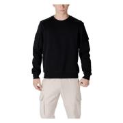 Zwarte Ronde Hals Sweatshirt met Zijzakken Antony Morato , Black , Her...