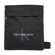 Stijlvolle bedrukte schoudertas met rits Calvin Klein Jeans , Black , ...