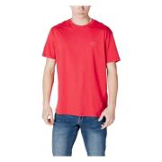 Rode Effen Ronde Hals T-Shirt Armani Exchange , Red , Heren