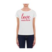 Logo Katoenen T-shirt voor Vrouwen Moschino , White , Dames