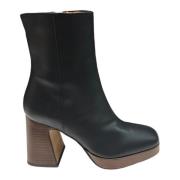 Leren enkellaarzen met 9cm hak Angel Alarcon , Black , Dames