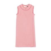 Flamingo Pink Frayed Sleeveless Jurk Dolce & Gabbana , Pink , Dames