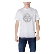 Wit Bedrukt T-shirt voor Mannen Napapijri , White , Heren