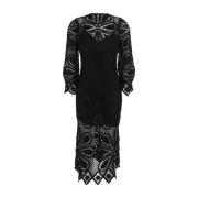 Zwarte Geborduurde Midi Jurk Katoen Vrouw Ba&Sh , Black , Dames