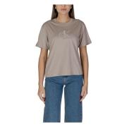 Beige Plain Cotton Tee Short Sleeve Calvin Klein Jeans , Beige , Dames