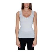 Witte Kant V-hals Tank Top Vero Moda , White , Dames