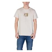 Beige Print Katoenen T-shirt Ronde Hals Calvin Klein Jeans , Beige , H...