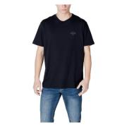 Blauw Katoen Ronde Hals T-shirt Armani Exchange , Blue , Heren