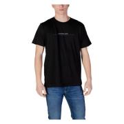 Zwart Bedrukt Ronde Hals T-Shirt Calvin Klein Jeans , Black , Heren