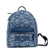 Blauwe Denim Mini Rugzak Stijlvol Accessoire MCM , Blue , Dames