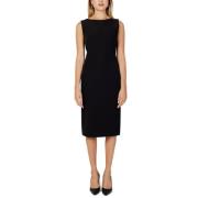 Zwarte Boat Neck Midi Jurk Sandro Ferrone , Black , Dames