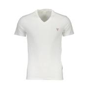 Witte V-hals T-shirt Regular Fit Guess , White , Heren