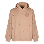 Katoenen Geborduurde Hoodie met Geribbelde Details Emporio Armani , Pi...