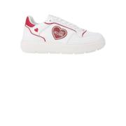 Hart Geborduurde Lage Top Sneakers Love Moschino , White , Dames