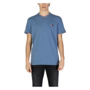 Blauw Katoenen Ronde Hals T-shirt Tommy Jeans , Blue , Heren