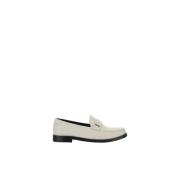 Klassieke Leren Loafers Elegante Stijl Saint Laurent , White , Dames