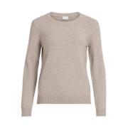 Beige Gebreide Trui Lange Mouw Pullover Vila , Beige , Dames