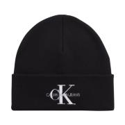 Zwarte Monogram Beanie Calvin Klein Jeans , Black , Heren