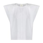 Poplin Blouse met Korte Mouwen Alysi , White , Dames