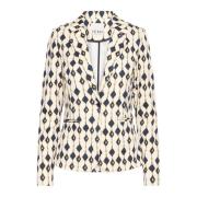 Eclipse Ikat Aop Blazer Jas Ichi , Beige , Dames