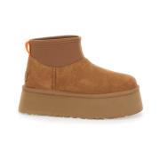 Beige Enkellaarzen met Stoffen Inzet UGG , Beige , Dames