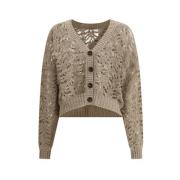 Pailletapplicatie V-Hals Linnen Vest Brunello Cucinelli , Beige , Dame...