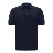 Katoenen en zijden gebreid poloshirt Boggi Milano , Blue , Heren