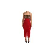 Leopard Print Sheath Midi Jurk met Korsetstijl Dolce & Gabbana , Red ,...